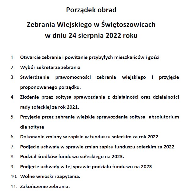 Protokół zebrania wiejskiego – fundusz sołecki 2022